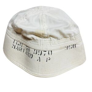 Vintage US Navy Crackerjack Hat White Sailor Cap Military Issue Uniform Cap